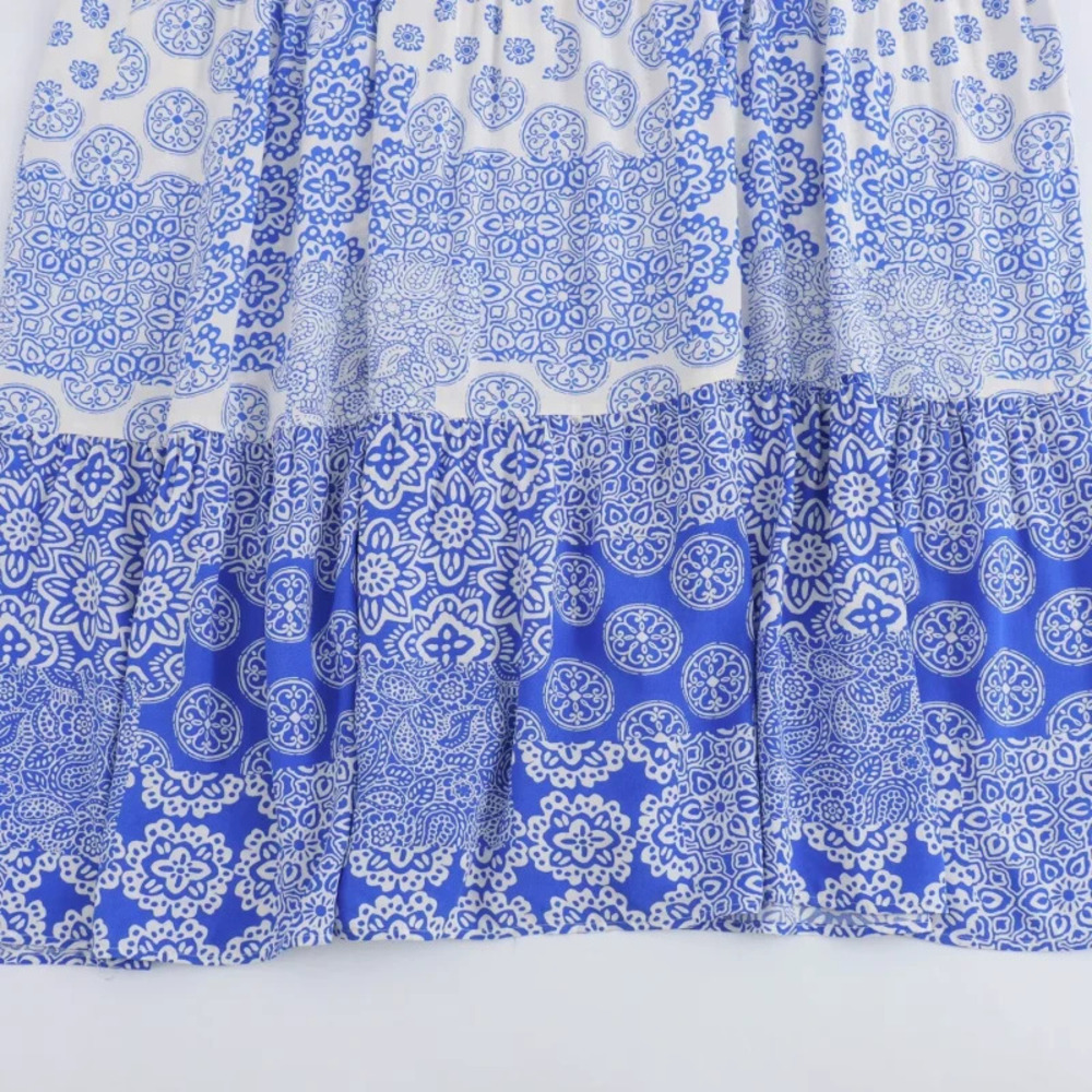 ZARA Long Sleeve Printed Midi Shirt Dress